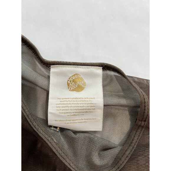 Jeu Illimite Cutout Mesh Top in Brown - Picture 4 of 7